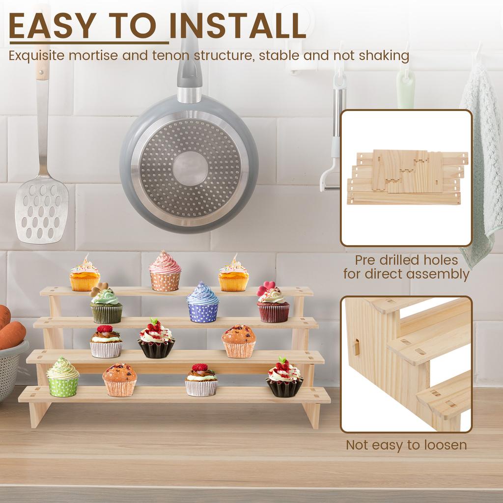 Большая деревянная подставка-райзер для дисплея, подставка-лестница для кукол, фигурок, игрушек, витрина, полка для организации макияжа, парфюмерии, приправ