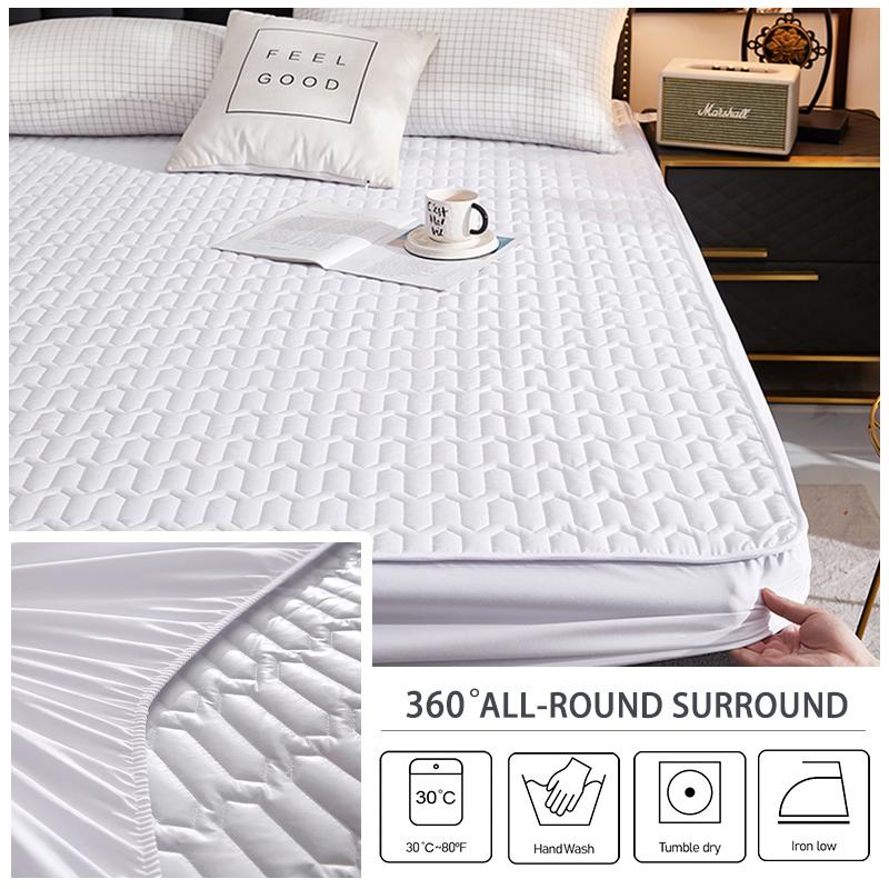 Waterproof Thicken Mattress Pad Protector Skin-Friendly Durable Fitted Sheet Bed Cover (Without Pillowcase)