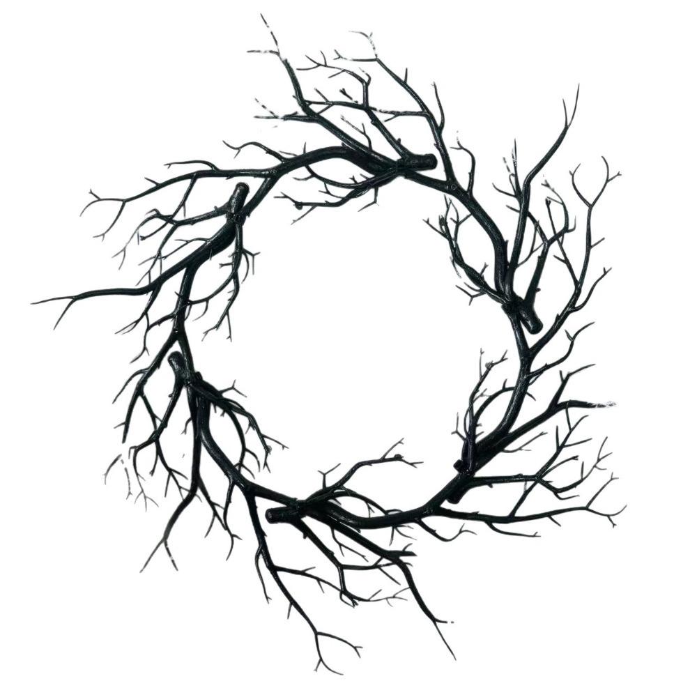 Artificial Twisted Twigs Halloween Black Branch Garland Wall-Mounted Halloween Spooky Wreath Bar