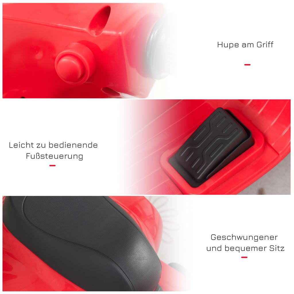 Electric Kids Motorcycle Vespa Electric Motorcycle with LED Light, Sound, Kids Electric Motorcycle for Children from 18-36 Months, Red