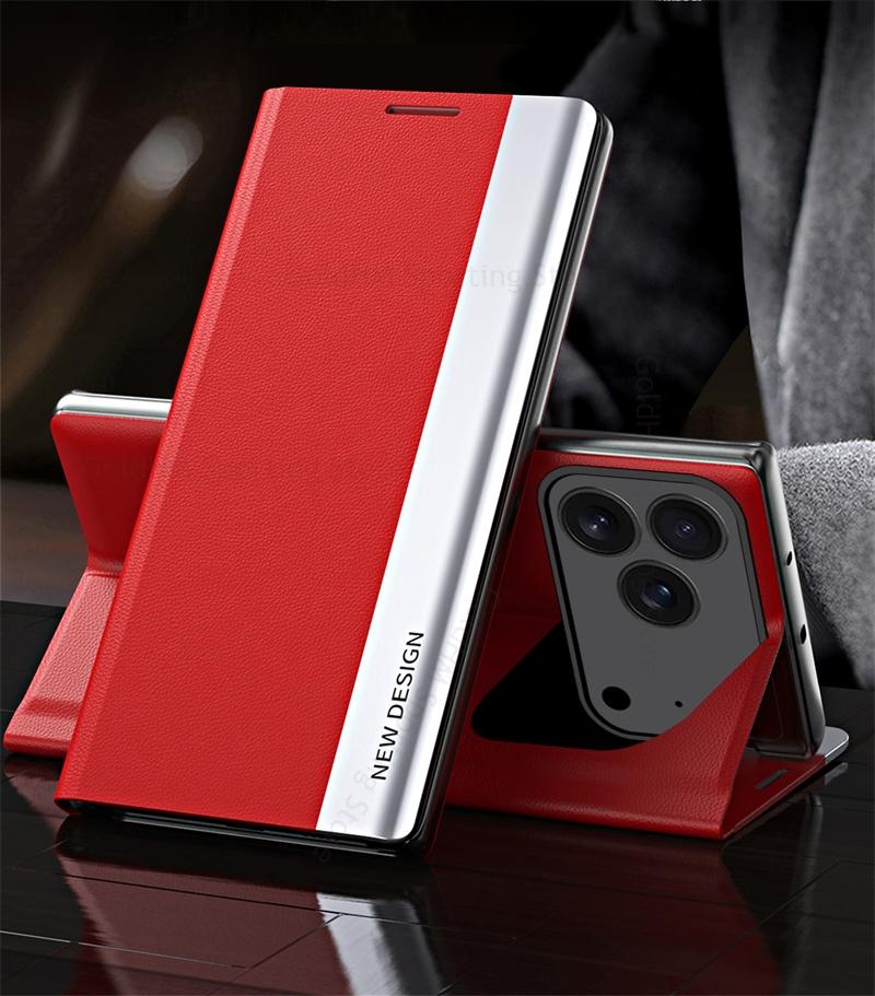 Cases For iPhone 17 Pro Max 5G 6D Plating Leather Phone Kickstand Case For Apple 17 Air 16e 15 Pro Max 14 Plus Full Protection Magnet Book Stand Cover