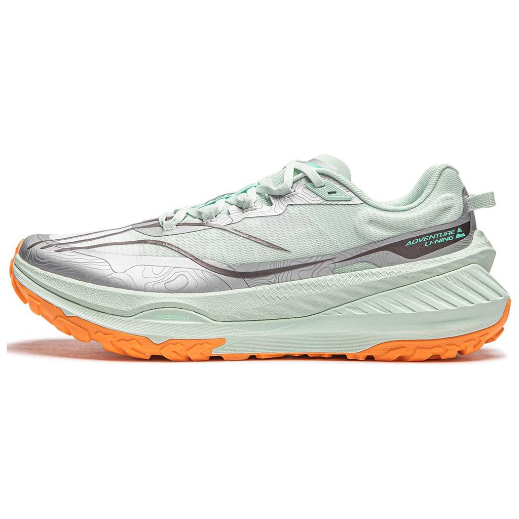 Li Ning Dilu Амортизация Скользкие Устойчивые к истиранию Поддержка Упругость Низкие Кроссовки для бега Мужские Зеленый Серебряный ARNU003-2