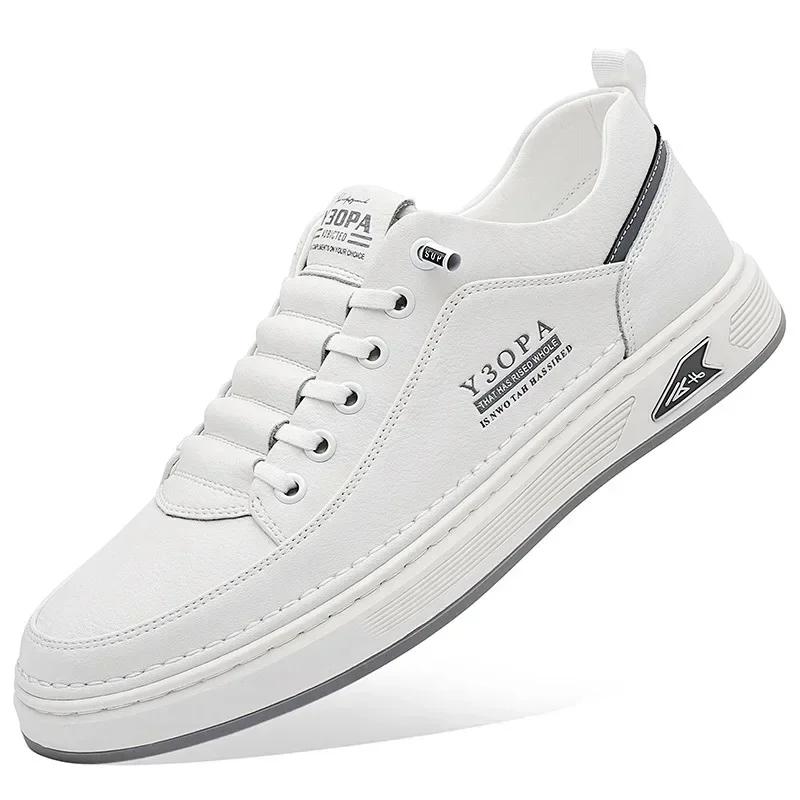 Мужская обувь Кожаные повседневные кроссовки Дышащие прогулочные туфли на платформе Мужские туфли на плоской подошве Спортивная обувь Zapatillas