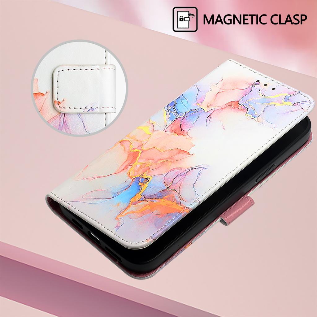 Iridescent Flowing-Watercolor Pattern PU Leather Magnetic Shockproof Case for iPhone,Samsung,Huawei,Xiaomi,vivo,Oppo,Moto,Tecno,TCL,Infinix,itel.More