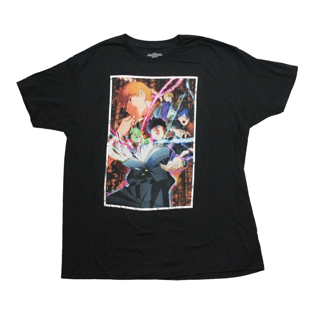 Футболка Mob Psycho для взрослых - Mob Reigen Книга Серебряный Иероглиф Имя Спина
