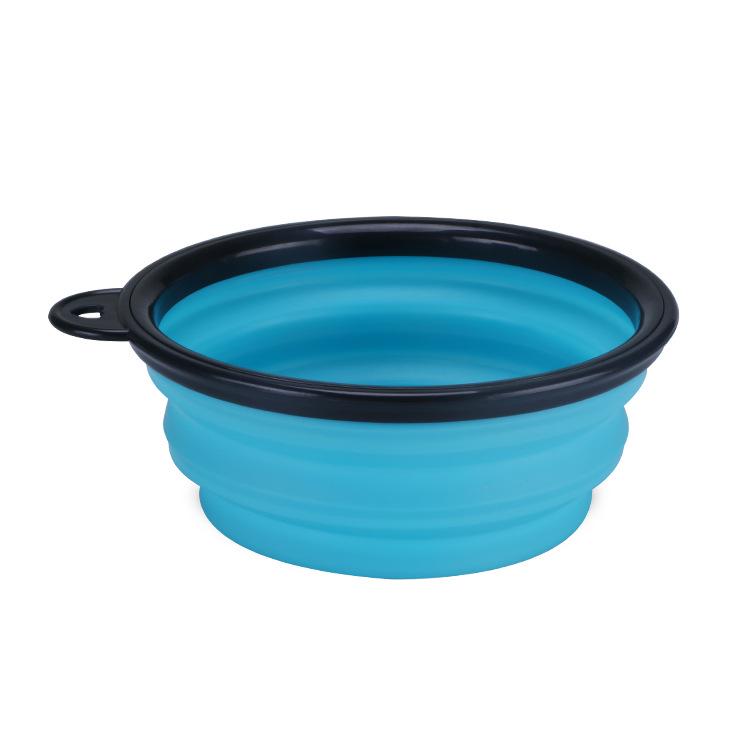 Buckle Black Foldable Silicone Pet Bowl: Portable Outdoor Cat & Dog Feeding Basin