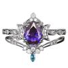 European and American new fashionable purple gemstone inlaid with luxury personalized women's ring