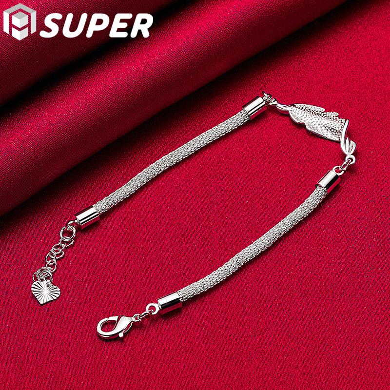 Ювелирные изделия из стерлингового серебра 925 пробы, сетчатый браслет-цепочка со змеиным сердцем