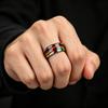 Fashion Men Stainless Steel Rings, 8mm Cyberpunk Rainbow Aurora Grain Inlay Rings for Men High Polished Wedding Bands Jewelry