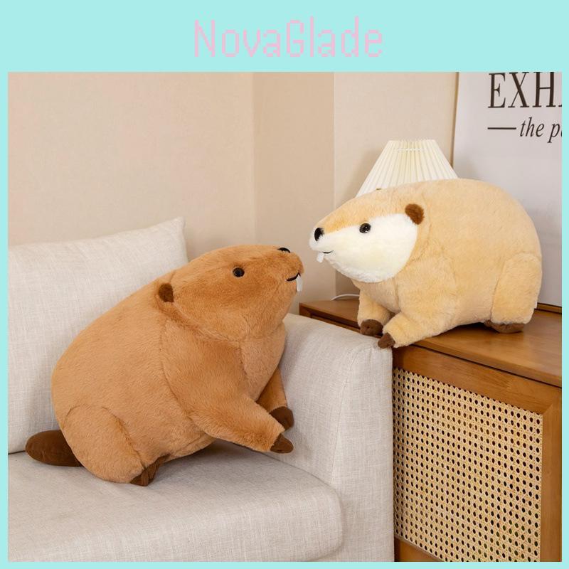 Fluffy Short Plush Beaver Soft Toy Cute Cartoon Animal Doll Fun Cuddle Companion Gift