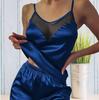 Breathable Fashion Women Pajamas Set Sleeveless Camisole Elastic Waist Shorts Homewear Female Sleepwear Lingerie Satin Lace Seamless Pajamas Set