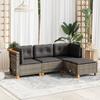 VidaXL Garden Lounge Set 4 Pcs with Grey Cushions Wicker, Outdoor Sofa Set, Garden Furniture Set, 3261780