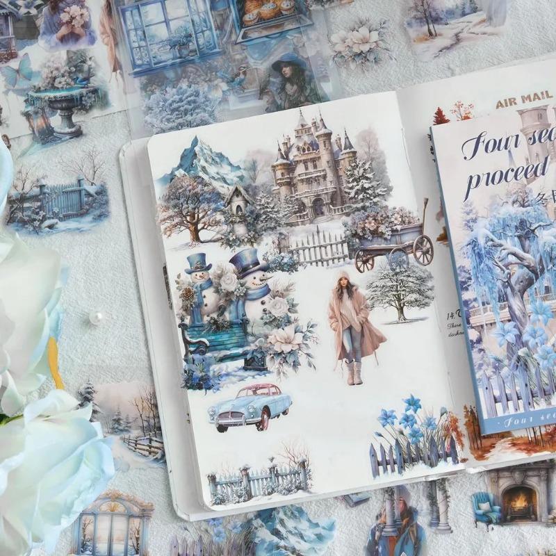 20Sheets PET Stickers Season Series PET Decorative Stickers Diary Girls Scrapbooking Material Decor Album Stationery Stickers