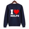 Толстовки с красным сердцем I Love Milfs, зимняя одежда, женская одежда Harajuku Kawaii, готическая одежда, повседневные толстовки с круглым вырезом, женская одежда