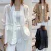 Women's Spring and Summer Solid Color Thin Blazer Temperament Cardigan Long-sleeved Commuter Tops