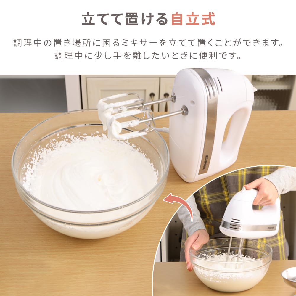 IRIS OHYAMA Ручной миксер с сетевым шнуром и футляром для хранения венчика Белый PMK-H01-W