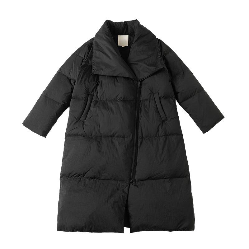 Autumn and winter new down jackets for women's long high-necked straight thin warm jackets thickened white duck down thickened for women