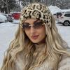 Ветрозащитная повязка на голову с леопардовым принтом, утепление ушей, зимняя эластичная повязка на голову, зимние аксессуары для волос