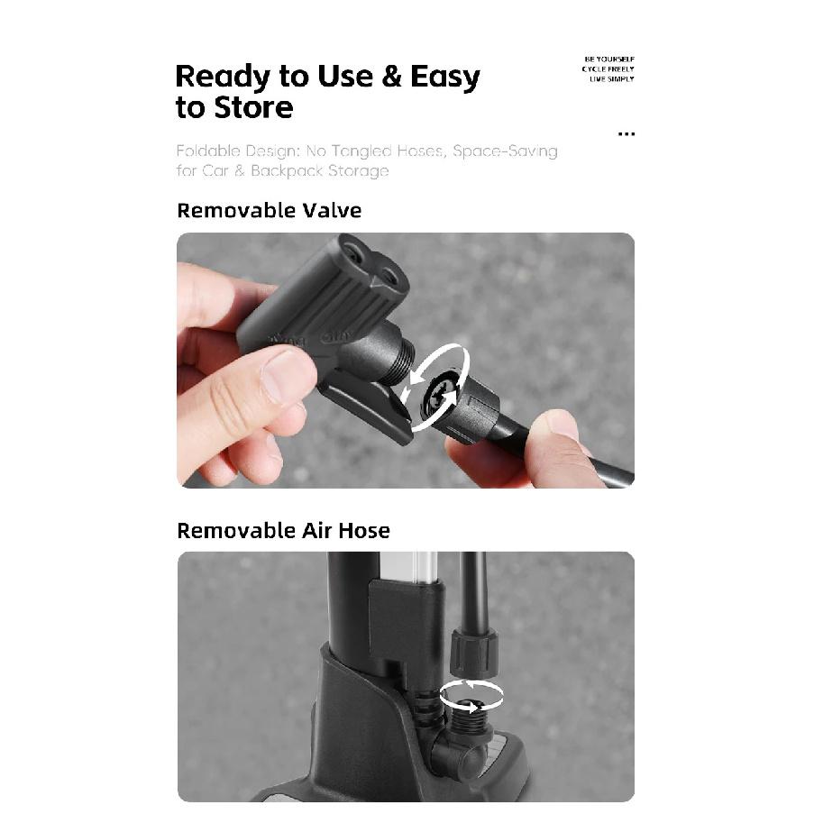 WEST BIKING 160PSI Bicycle Tire Pump Schrader/Presta/Dunlop Valve Bike Inflator Rapid Inflation Digital Pressure Gauge Bike Pump