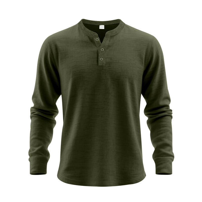 Men S Casual Loose Long Sleeve Henry Shirt Fall Basic Top