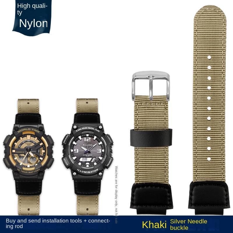 16 мм 18 мм Выпуклый Для мужских часов Casio Ремешок для часов AQ-S810W AEQ-110W MCW-200 Спортивный Дышащий нейлоновый холщовый ремешок для часов Смоляной силиконовый ремешок
