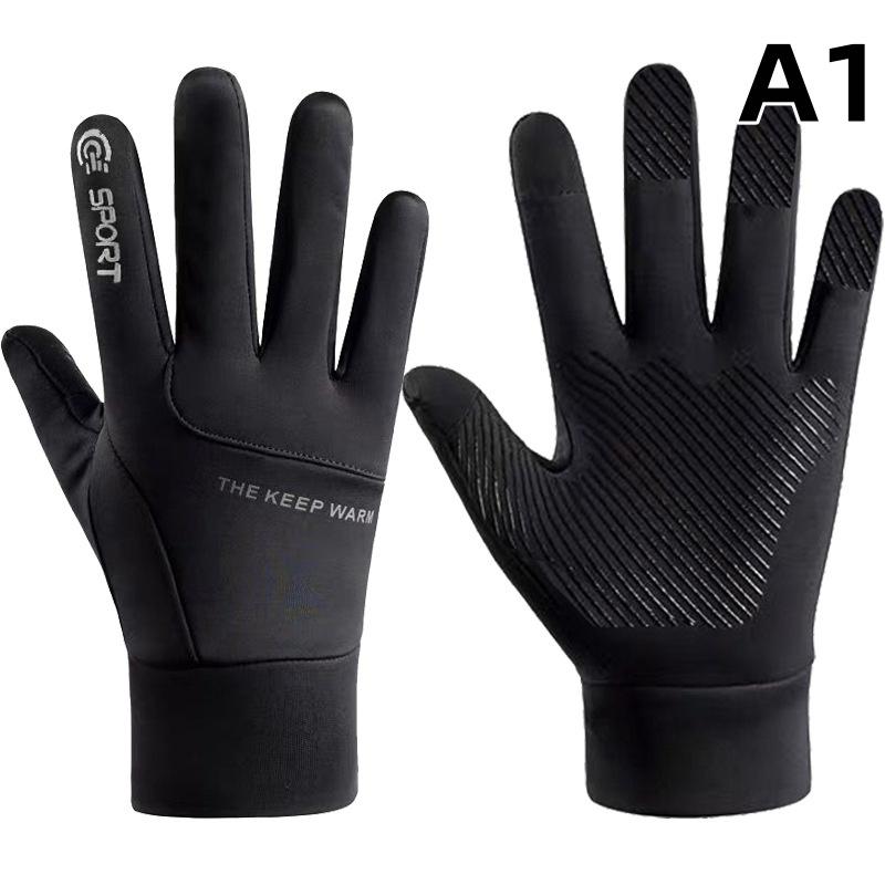 Осень Зима Уличные Велосипедные Перчатки Тренажерный Зал Фитнес Спорт Бег Теплые Сенсорные Нескользящие Перчатки Мотоциклетные Перчатки Мужские Черные
