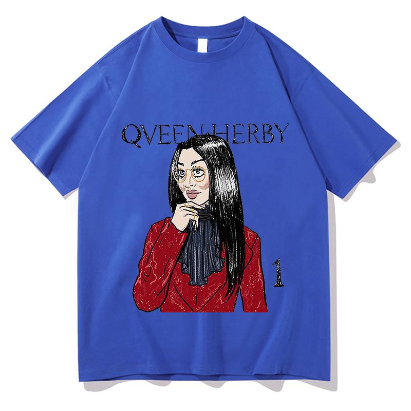 Qveen Herby Tshirts Summer Short Sleeve Cotton Female Tshirts Unisex Streetwear Fashion Design Graphic Print Merch Streetwear