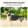 6.5 inch Hand-Made Genuine Leather Cowhide Pet Dog Leashes Accessories Collars Harnesses Leads Supplies Double-End Ventilate