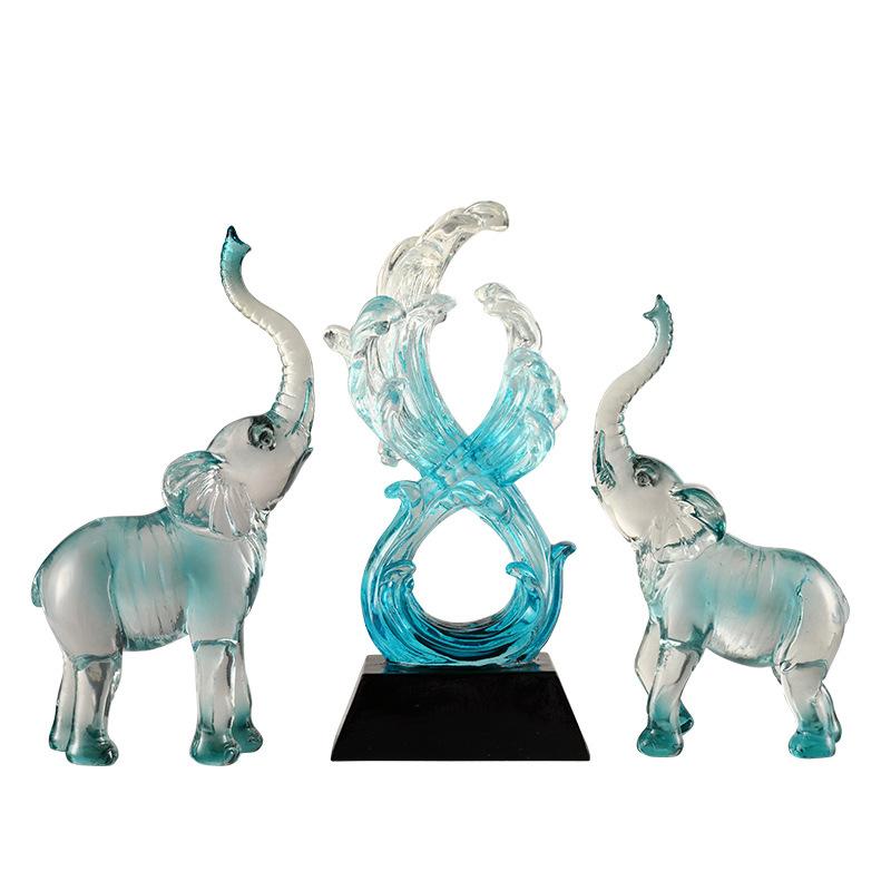 Light Luxury Transparent Wealth-winning Elephant Ornaments TV Cabinet Wine Cabinet Entrance Living Room Decorations Booming Gift