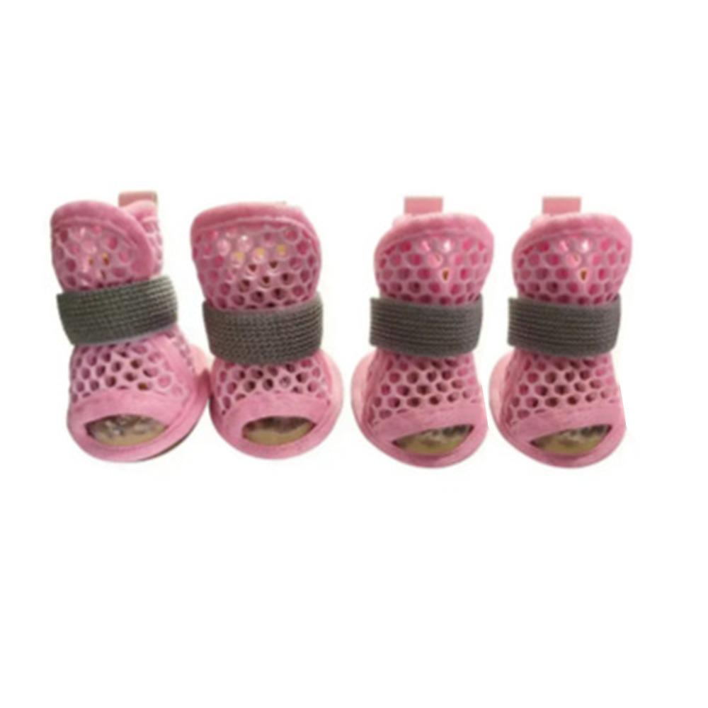 4Pcs Mesh Dog Shoes Soft-sole Non-slip Cooling Dog Boots Elastic Strap Breathable Pet Paw Protector For Small Medium Pets