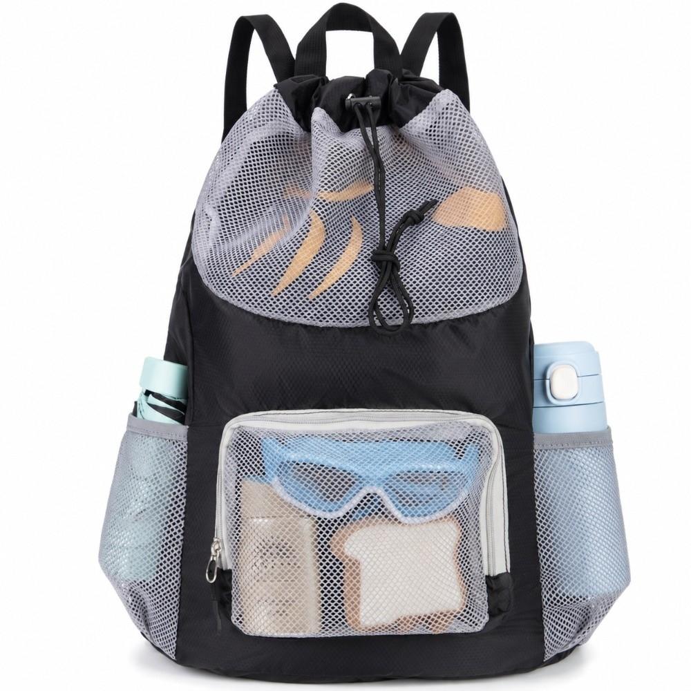 Breathable Mesh Kids Swim Backpack Quick Dry Drawstring Pool Sack Gym Activities
