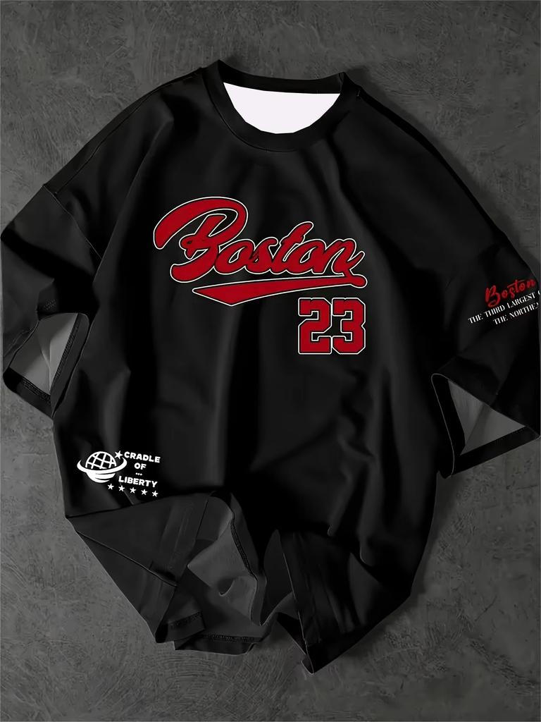 Мужская спортивная майка с принтом Boston 23, футболка с коротким рукавом, летняя графическая футболка, бейсбольные майки, большой размер, женская спортивная футболка