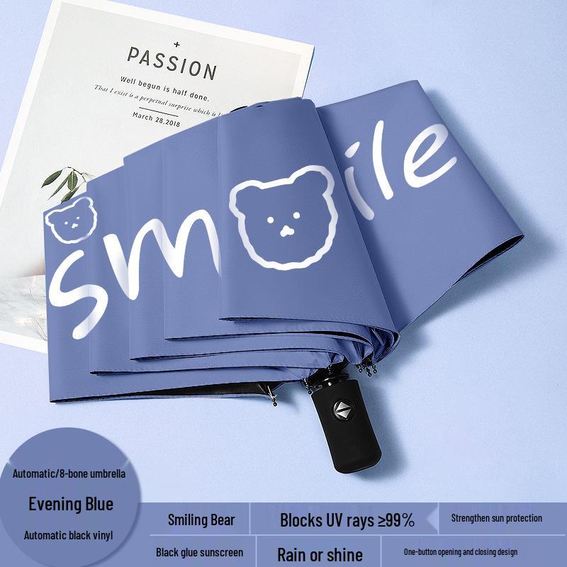 Automatic Floral Oil Painting Umbrella - Portable, Sturdy, Black Glue Sunscreen Parasol