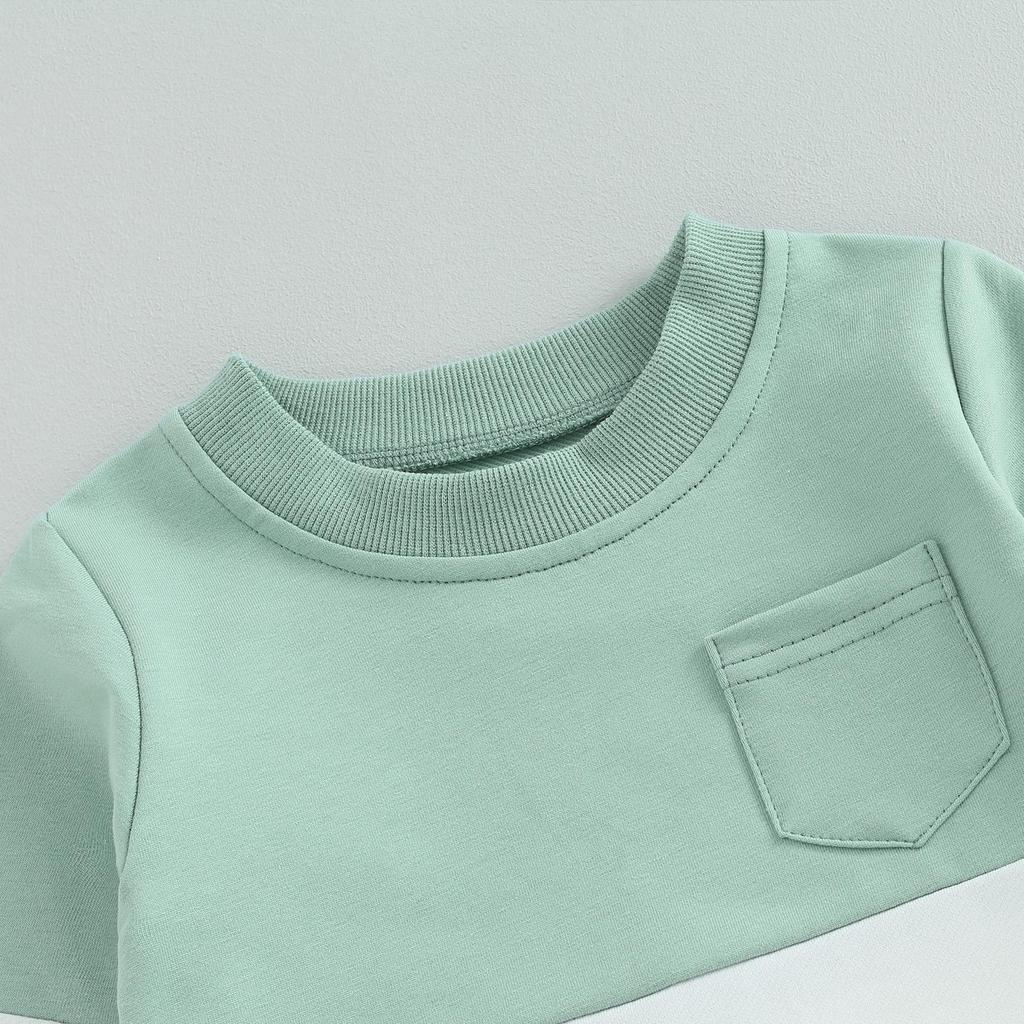 Toddler 2Pcs Fall Outfits 6M 12M 18M 24M 3Y 4Y 5Y Long Sleeve Contrast Color Sweatshirt and Pants Set Baby Clothes