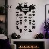 Spooky Home Decor Happy Halloween Bat Hanging Door Sign, Skull Spider Paper Black Cutouts Ornament, Large Wall Hanger for Party Supplies Sign