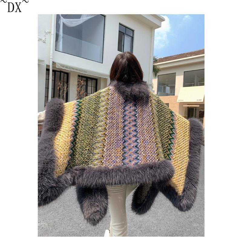 DX ~~~ Меховая шаль, женский наряд, зимний новый модный зарубежный высококачественный шарф из лисьего меха, толстая накидка