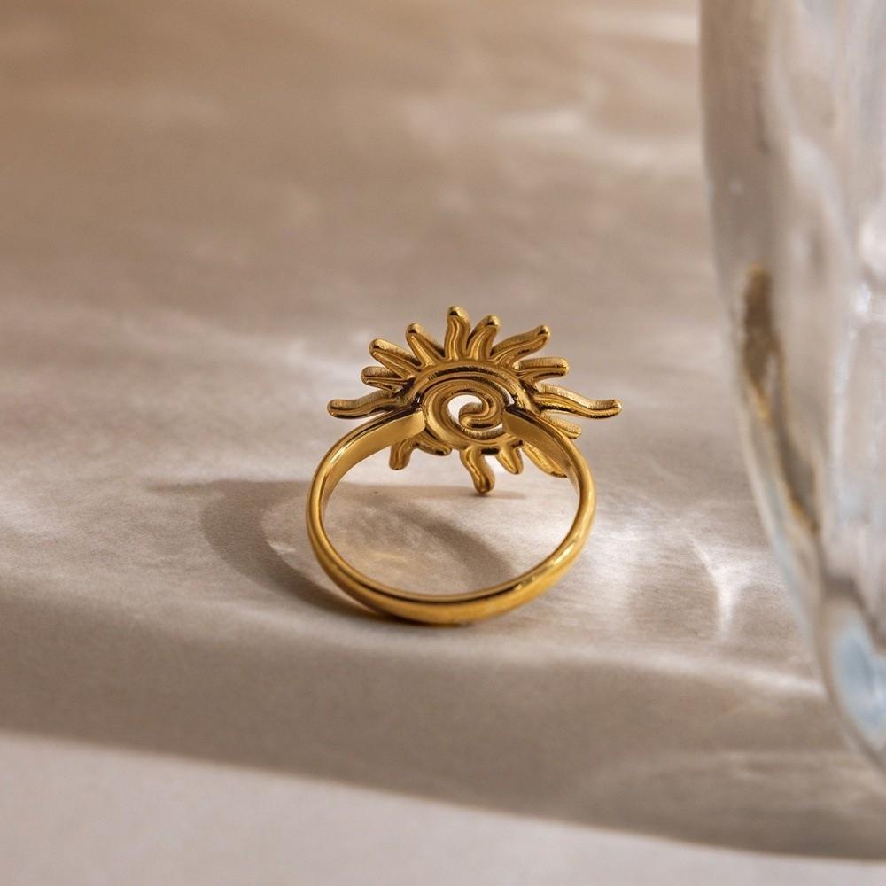 Fashion Spiral Sun Ring Metal Smooth Opening Finger Rings Adjustable Stainless Steel Hand Ornament Jewelry Gifts