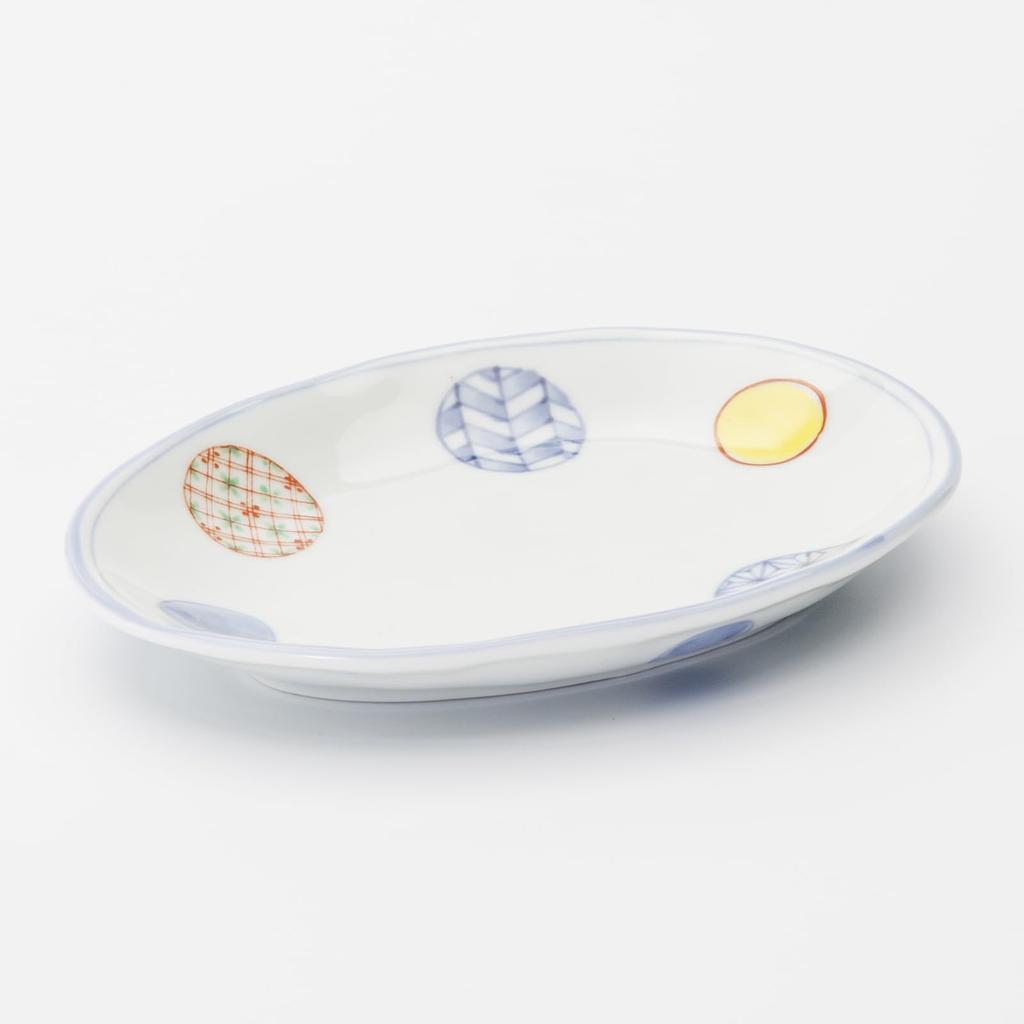 Mino Ware Dinnerware Set of 5 Plates 17cm Microwave and Dishwasher Made in Product Number 564625 "Nishikimarumon" Cloud-Shaped (Small), Approx.