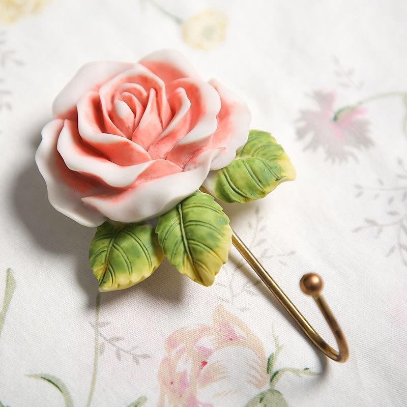 Heart Shaped Rose Resin Hook Multi-function Single Hook Home Decoration