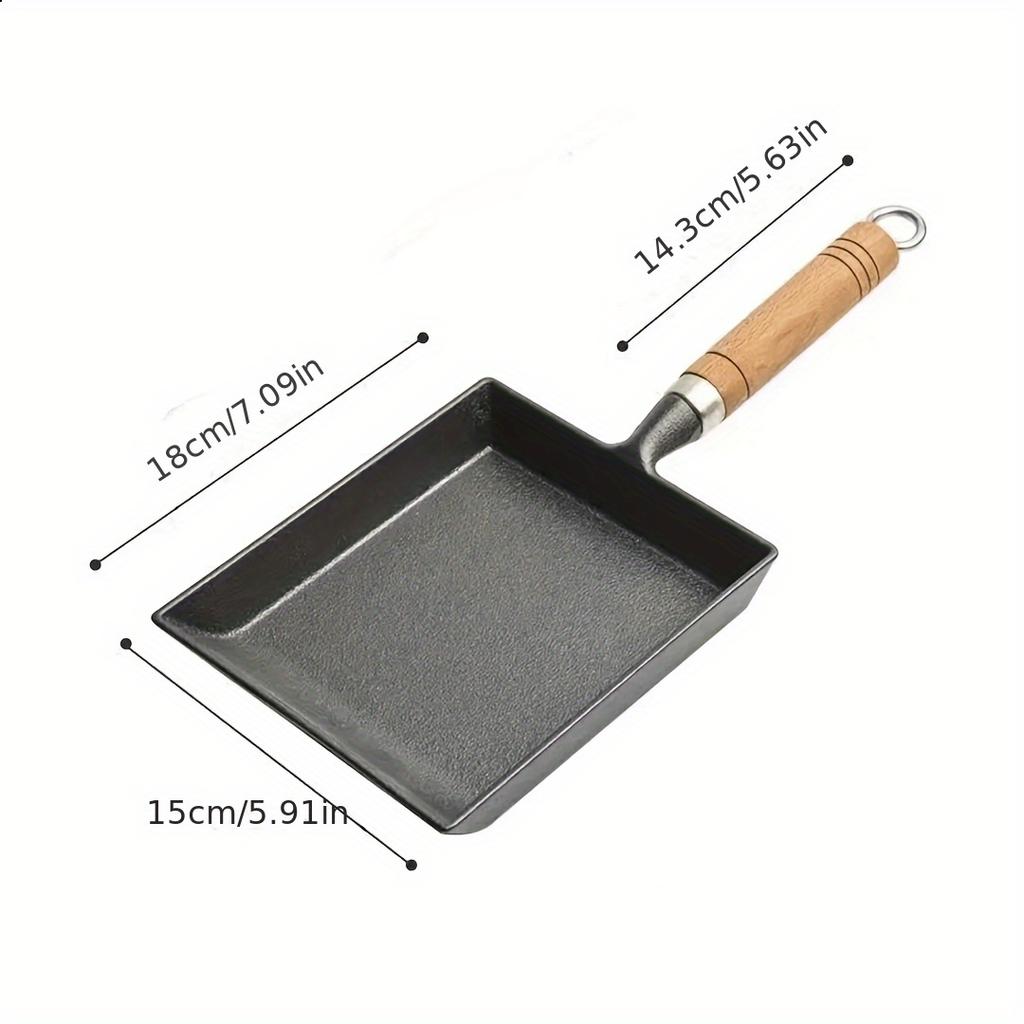 2pcs Non Stick Square Cast Iron Skillets Thick, Heat Distributed, Durable Japanese Style Egg Pancake Pans for Perfect Omelets and Crepes