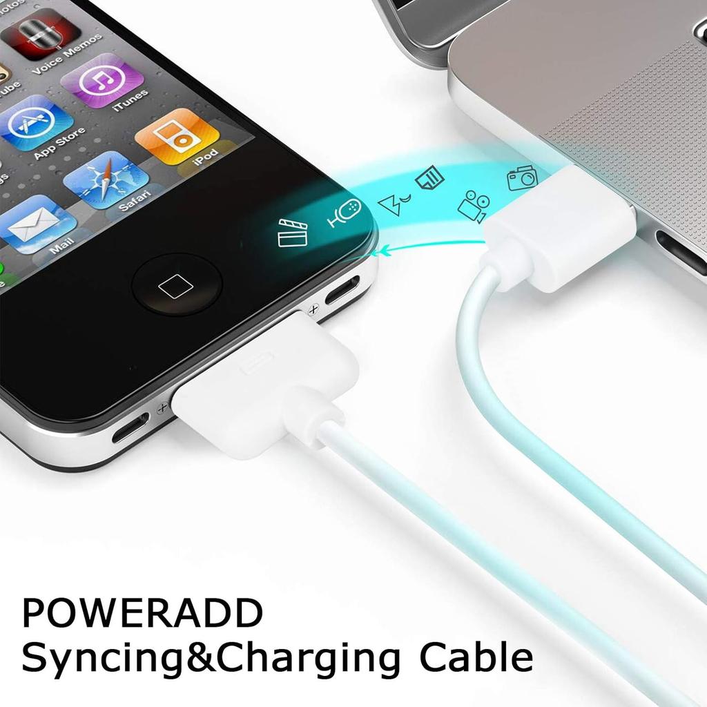 iPhone 4s Cable USB Sync and Charging Cable for iPhone 4 4s 3G 3GS iPad 1 2 3 iPod Touch Nano 30 Pin Charger Cord Dock Adapter Data 3.3 Feet (White)