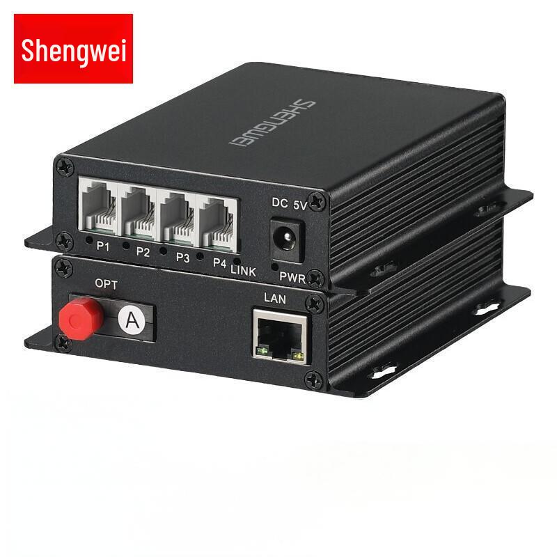 Shengwei PCM Voice & Data Fiber Optic Transceiver (4 Phone, 1 Network, FC)