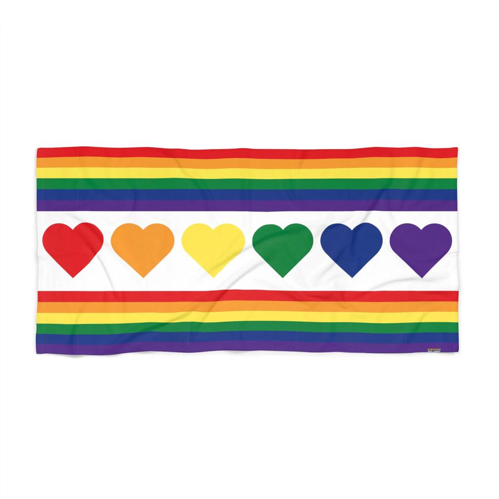 Пляжное полотенце Pride с сердцами и радугой, Красочное мягкое летнее полотенце для пляжа, бассейна, отпуска и фестиваля