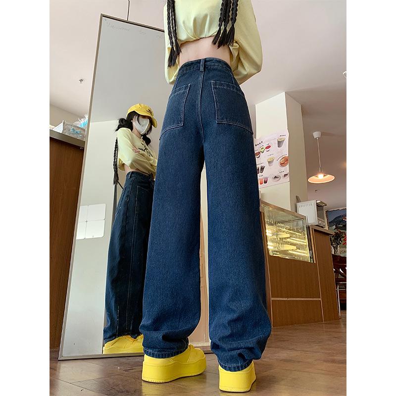 Женские джинсы с широкими штанинами на флисовой подкладке: Уютный осенне-зимний стиль, дизайн «ятаган», большой размер, идеально для фигуры «груша», длина до пола.