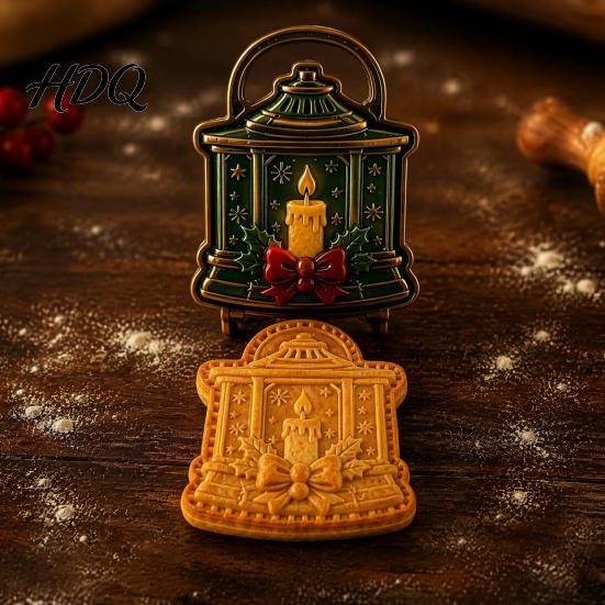 Santa Claus Cookie Press Christmas Mini Pie Mold 3D Relief Embossed Hand Baking Homemade Snack Tools Reusable DIY Dough Mold for Holiday Party
