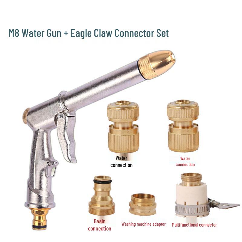 Полностью медный высоконапорный пистолет-распылитель для автомойки и насадка-щетка