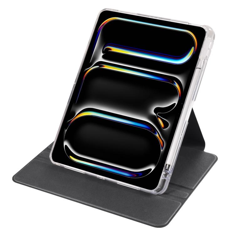 For iPad Pro 13 (2024) Case Rotating Stand PU Leather Clear Back Detachable Tablet Cover