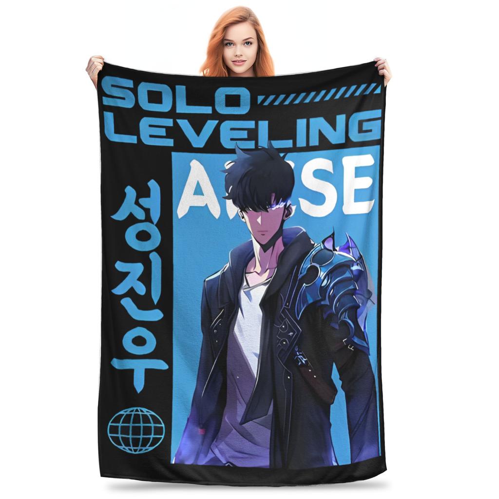 Плюшевый плед Solo Leveling Sung Jinwoo Аниме Пользовательский плед для кровати, дивана, кушетки 125*100см Покрывало