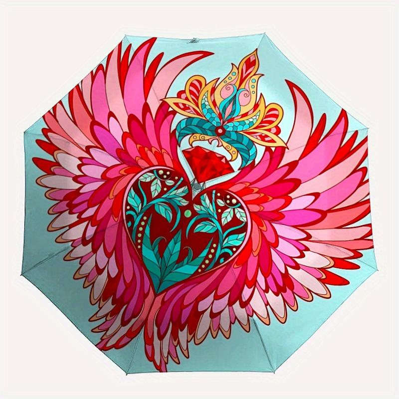 1pc Heart Wings Automatic Opening/closing umbrella, Reinforced 8-Rib Construction, Compact Travel Umbrella yy250808175