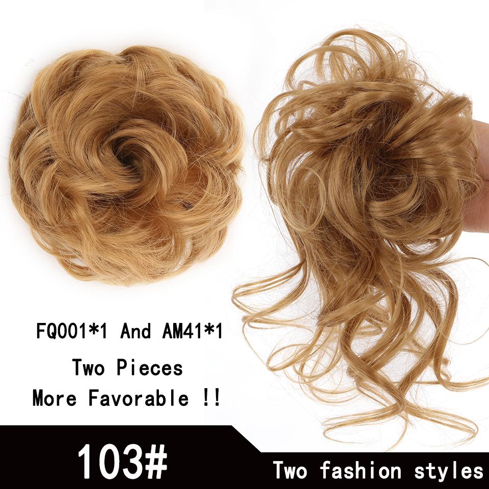 Short Messy Fluffy Chignon Donut Hair Bun Pad Elastic Hair Rope Rubber Band Synthetic Ponytail Hair Extension